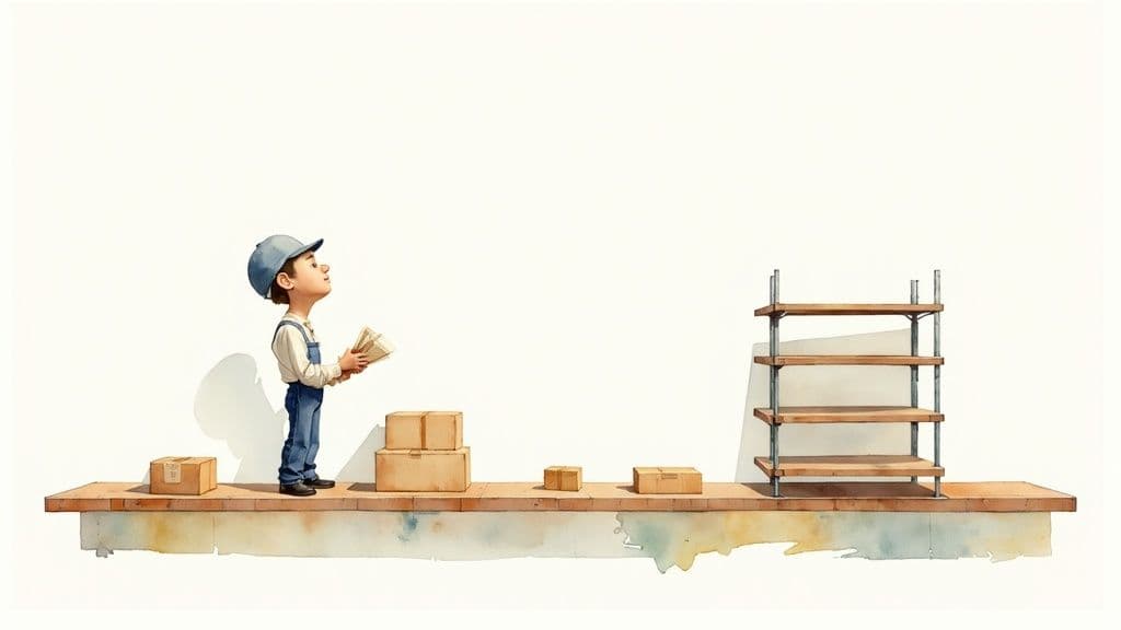 A black and white photograph of an old Toyota factory floor with workers assembling cars.