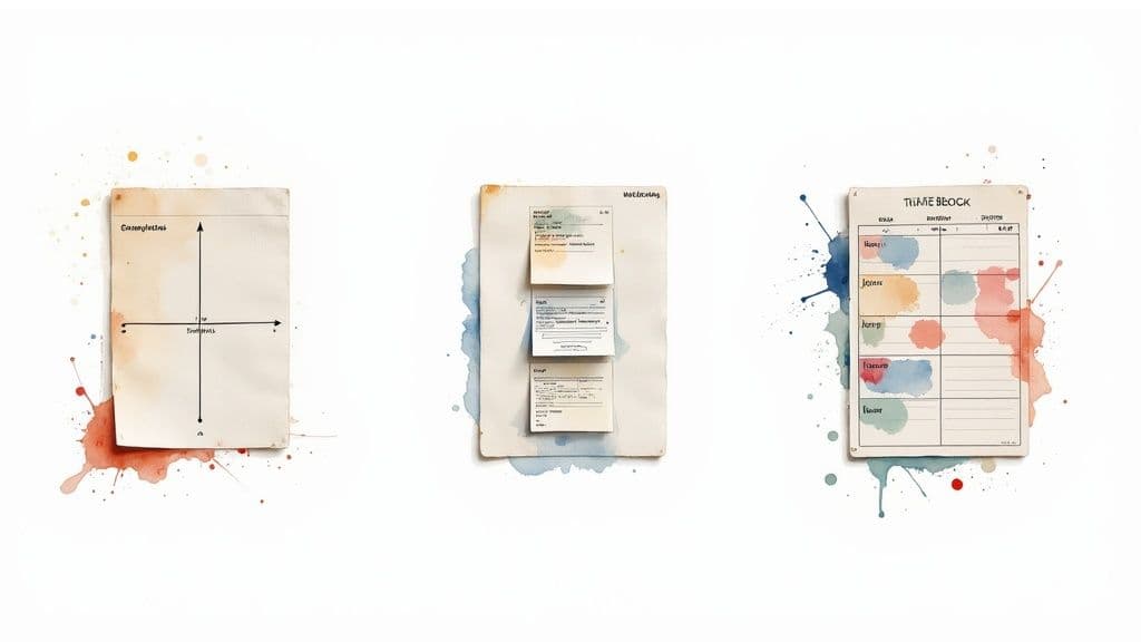 A person at a crossroads, choosing between different paths, symbolizing the choice of a task organization method.