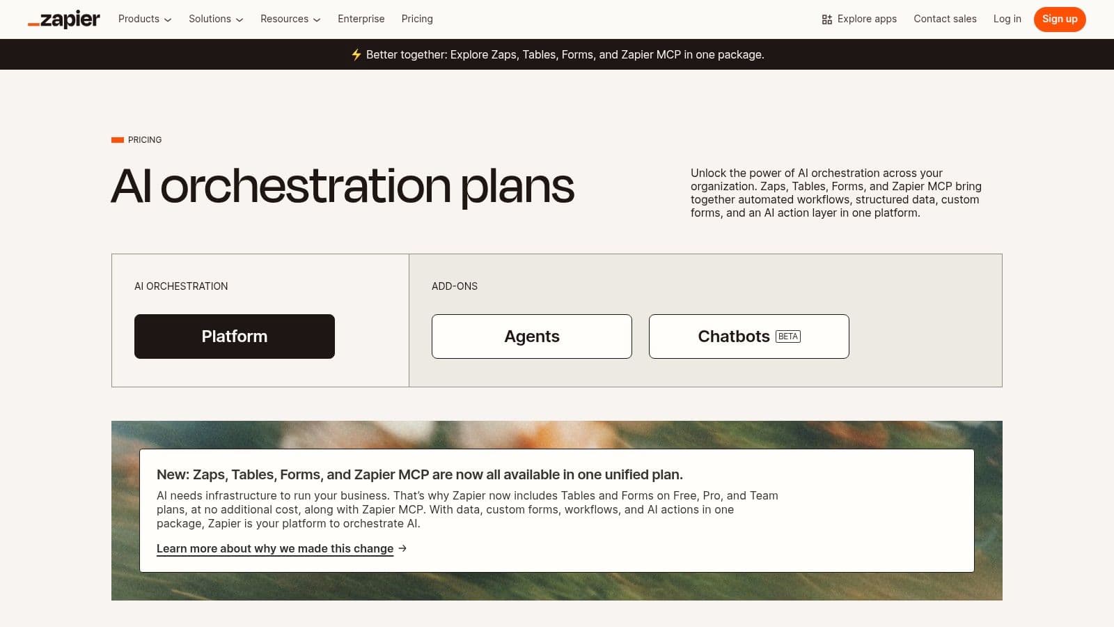 Zapier plans with AI features highlighted