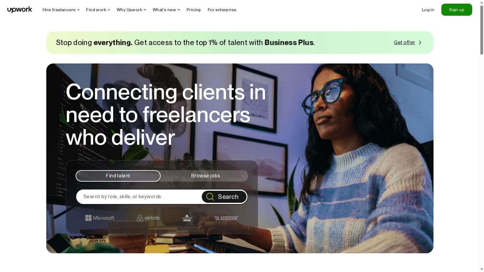 Upwork interface showing a job posting for a virtual assistant