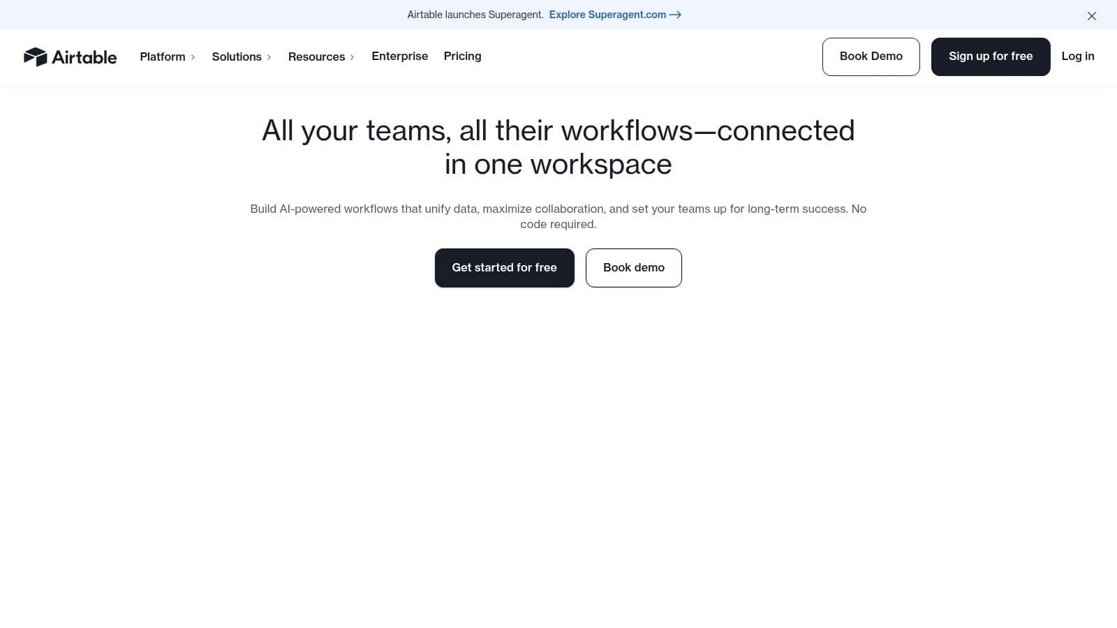 Airtable workspace with AI agents and app builder