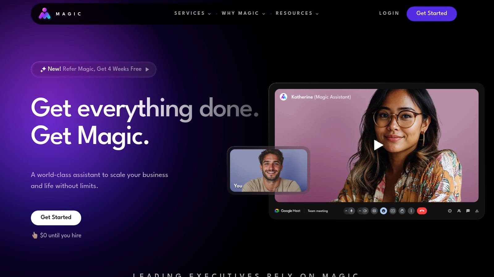 Magic's website interface showing their service offerings