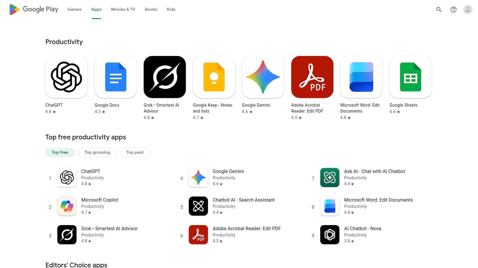 Google Play Store GTD apps