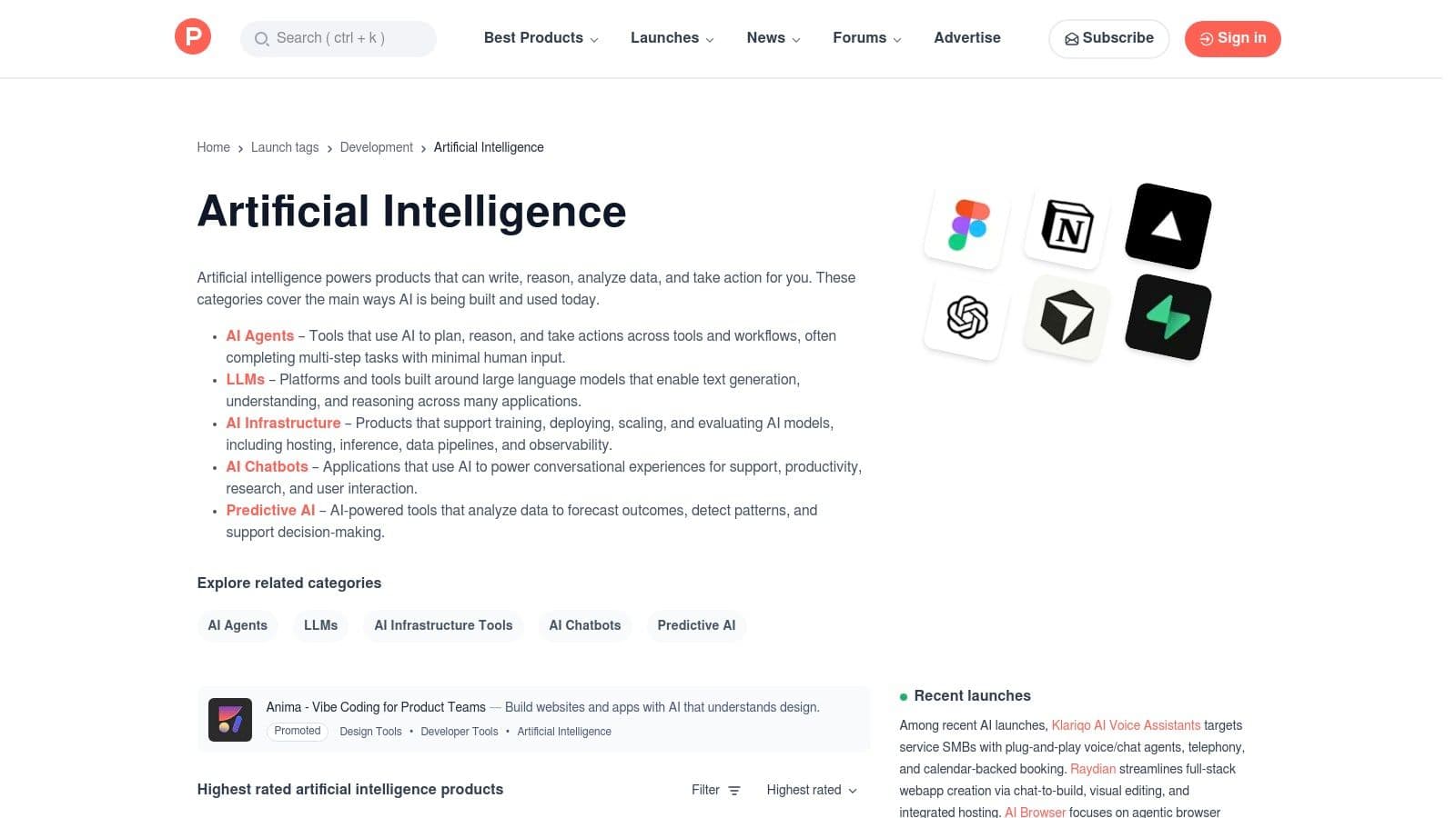 Product Hunt – Artificial Intelligence Topic