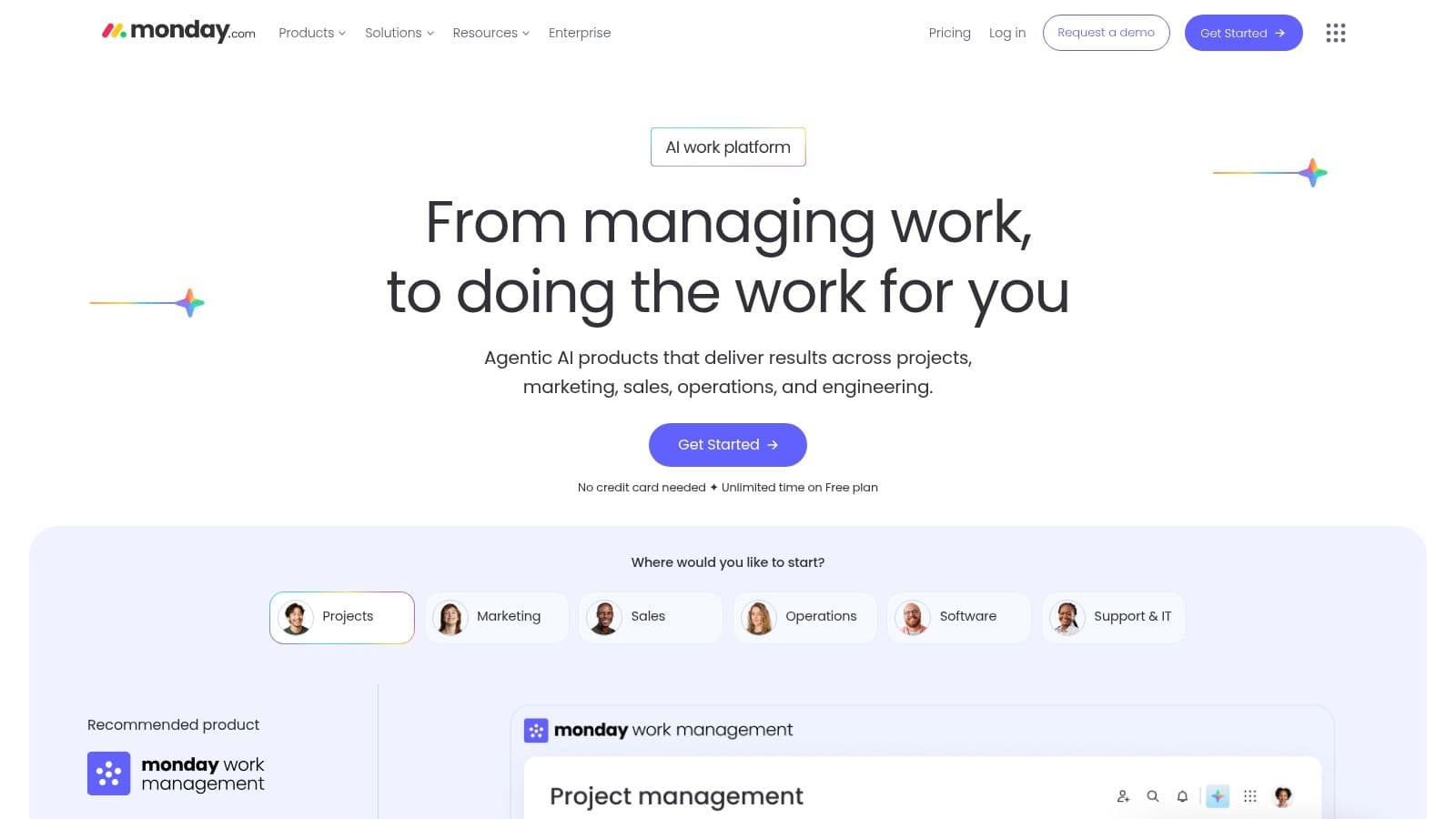 The main board view in monday.com showing tasks, owners, and statuses