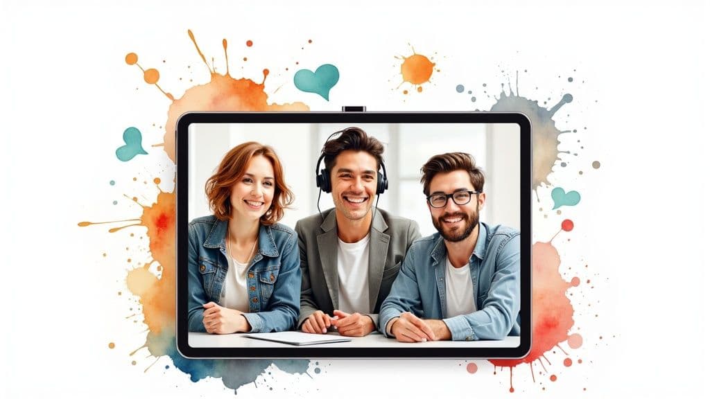 A team collaborating around a table, pointing at charts and documents, demonstrating effective delegation and communication.