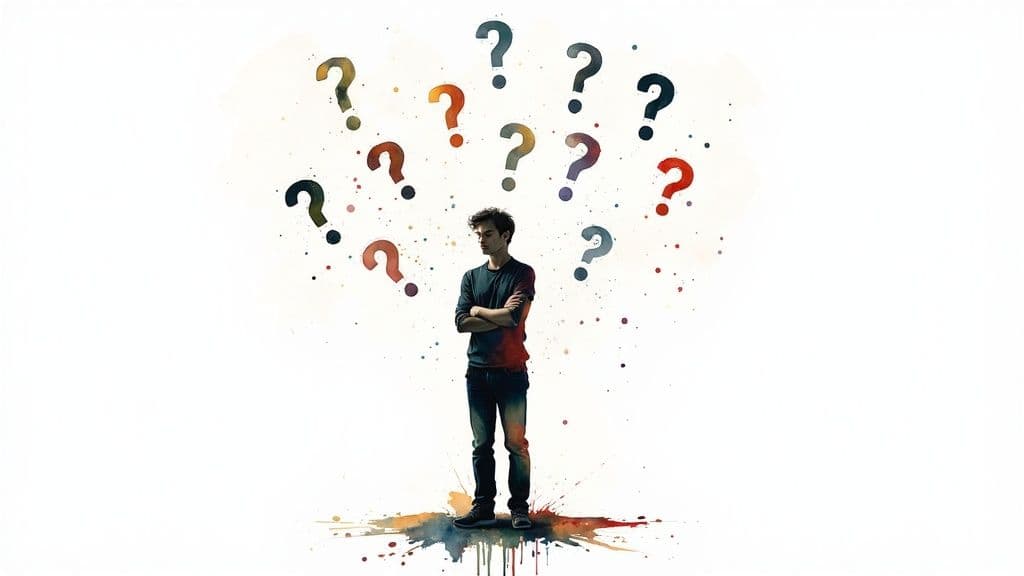 A person sitting at a desk, looking stressed with multiple overlapping sticky notes covering their face.