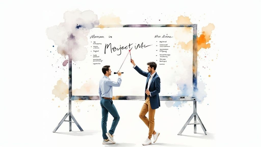 A digital dashboard showing various project metrics and tasks, representing a centralized command center.