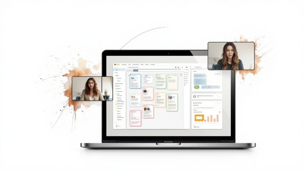 A digital dashboard showing a sprint plan integrated with a team's communication channels.