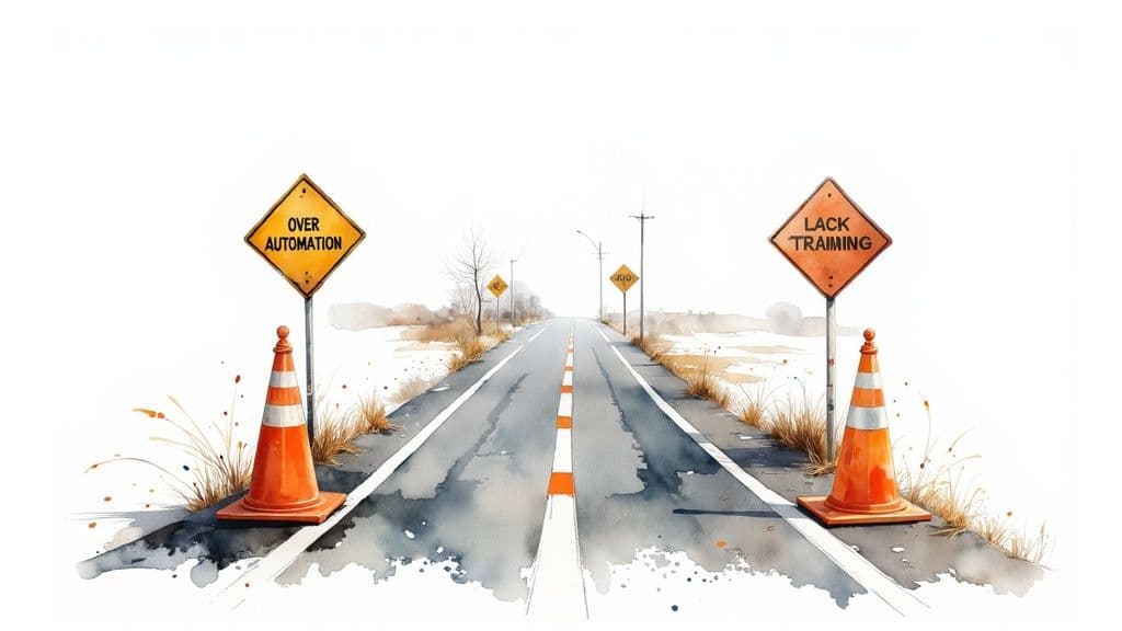 A person looking at a complex, tangled flowchart, representing workflow mistakes.