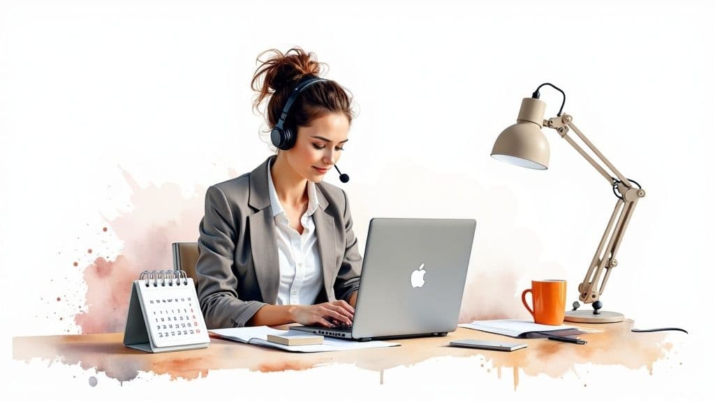 A virtual assistant collaborating with a client on a laptop.