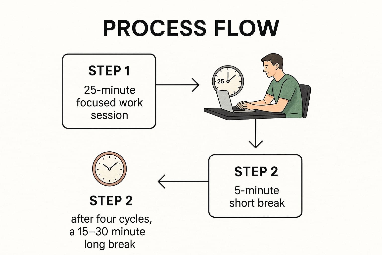 Infographic showing key data about The Pomodoro Technique