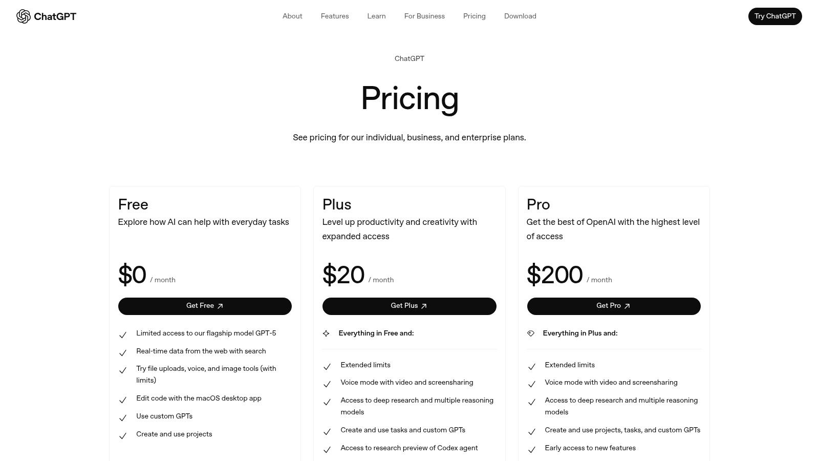 OpenAI — ChatGPT plans