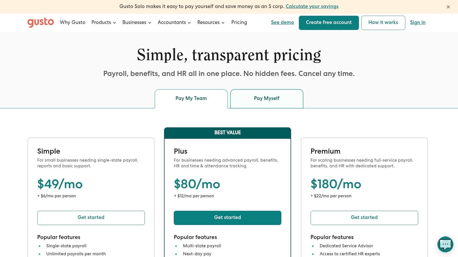 Gusto (Contractor-Only plan)