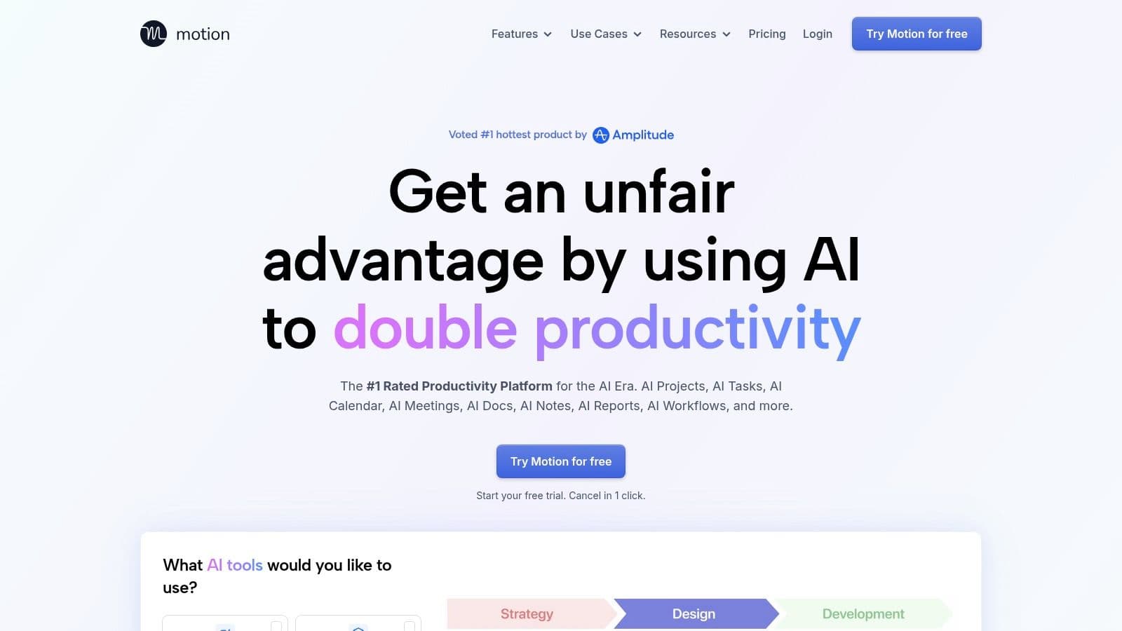 Motion (AI scheduling + project management)